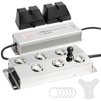 Ultrasonic Mist Maker Fogger 6 Heads, 5000ml/H Ultrasonic Fogger | 200W & IP67 Power Supply, with 2 Floats & 6 Atomizer Heads Replacements for Fountain Pond, Halloween - size: 6 Heads