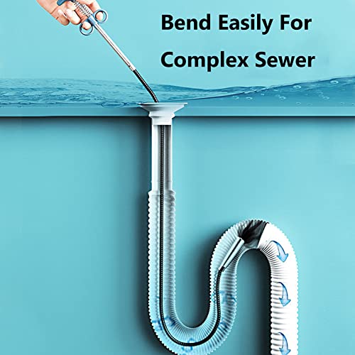 120 Inch Grabber Clow Pick up Toilet Snake Drain Clog Remover Shower Drain Snake Sewer Cleaning Hook Upgraded (120")