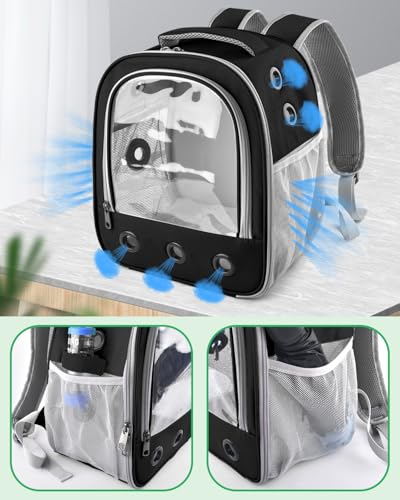 DBNESS Guinea Pig Carrier Backpack, Portable Rabbit Travel Carring Bag for Pet Bunny Chinchilla Bearded Dragon Hamster Parrot Outgoing Pouch Case with Water Bottle Holder & Detachable Pad (Black) - color: Black