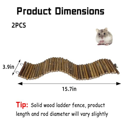 2-Pack Rat Bendy Long Suspension Bridges 15.7 x 3.9 Inch Hamster Climbing Ladder Flexible Hamster Wooden Bridge for Mouse Rat - size: 2PCS 15.7x3.9in
