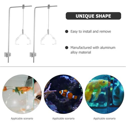 BESPORTBLE 2Pcs Aluminum Alloy Aquarium Light Stand - Adjustable Fish Tank Mount for 10 Gallon Tanks, Professional Plant Light Holder & Reptile Lamp Stand, Clip on Fish Lamp Bracket