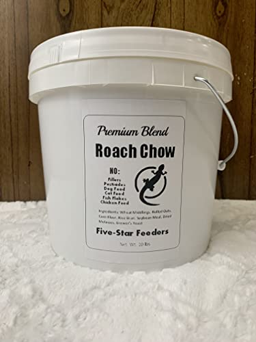 10 lb. Roach & Cricket Chow – Balanced Protein, Calcium-Fortified Diet by Five-Star Feeders – 2-Gallon Bucket - size: 10 Pound (Pack of 1), style: Bucket/Container