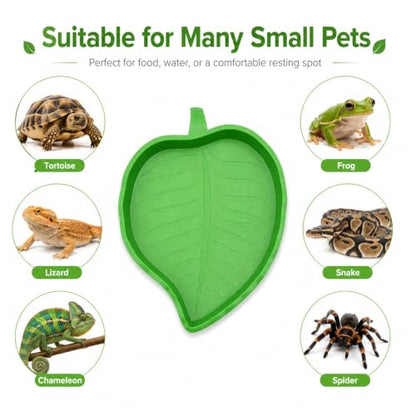 YAPROMO 2 Pcs Leaf Reptile Food Dish, Reptile Water Bowl, Turtle Feeding Dishes for Tortoise Corn Snake Crawl Pet Bearded Dragon, Lizards, Gecko Drinking and Eating