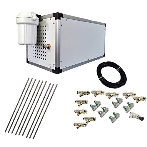 System - Stainless Steel Tubing - 1500 PSI Misting Pump - Do It Yourself Misting System - For Residential, Commercial and Industrial - Up to 120 Nozzles (78 Ft Mist Line - 40 Nozzles) - size: 78 Ft Mist Line - 40 Nozzles