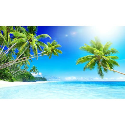 Sandbeach Fish Tank Background Tropical Ocean Paradise Island Aquarium Background Sea Beach Seascape Terrarium Backgrounds Sunray Blue Sky Seacoast Ocean Sea Waves Reptile Tank Backgrounds 24x12in - color: Blue_Green, size: 24(W)x12(H)inches/ 60(W)*30cm(H