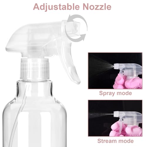 LANBEAUTIFY Plastic Spray Bottles - Empty Spray Bottles for Cleaning,16.9oz/2Pack,Mist/Stream Spray Bottle for Plants, Pet, Hair - (Clear, 16.9oz)