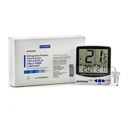 McKesson Refrigerator/Freezer Thermometer with Triple Display, Large, 1 ct | Single Probe, Food Safety Use