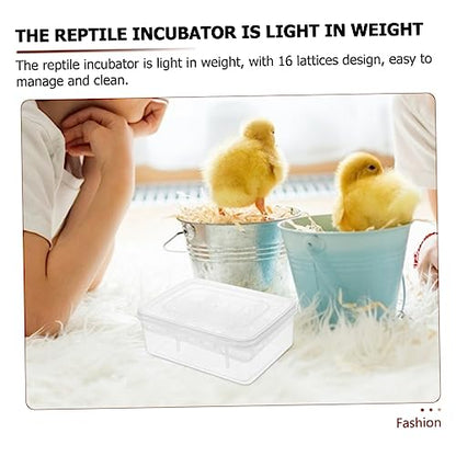 Compartment Reptile Egg Incubation Box Durable Plastic Breeding Tray with Temperature Gauge for Lizard Snake and Turtle Hatchery Management