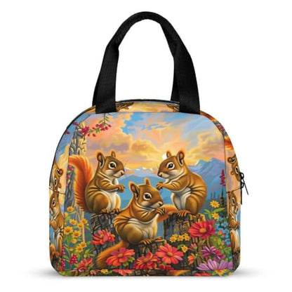Squirrel Flower Lunch Bag for Women Men | Insulated Lunch Box Leakproof Food Meal Containers Reusable Foldable 6L Capacity Lunch Tote Bags for Work Picnic Travel - color: style-13