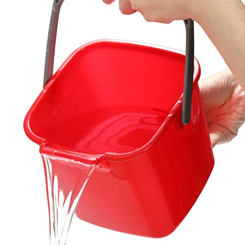 Peohud 4 Pack Sanitizing Buckets, 3 Quart Small Cleaning Pail, Square Detergent Bucket with Spout and Handle for Home, Offices, School, Commercial Use
