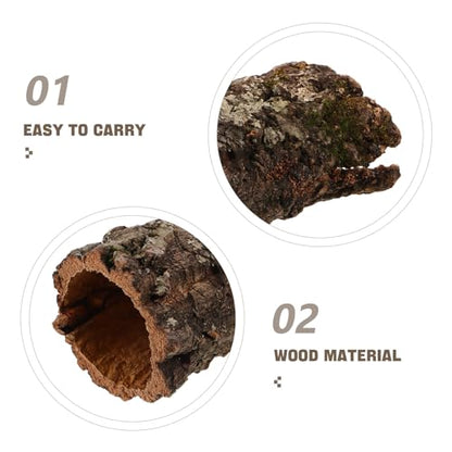 Veemoon Tree Trunk Reptile Hide Cave Hollow Log for Fish Tank Gecko Hide Climbing Platform Reptile Habitat Hideout Natural Terrarium Decor for Lizard Snake Amphibian 5.90 X 3.93 X 3.54 in