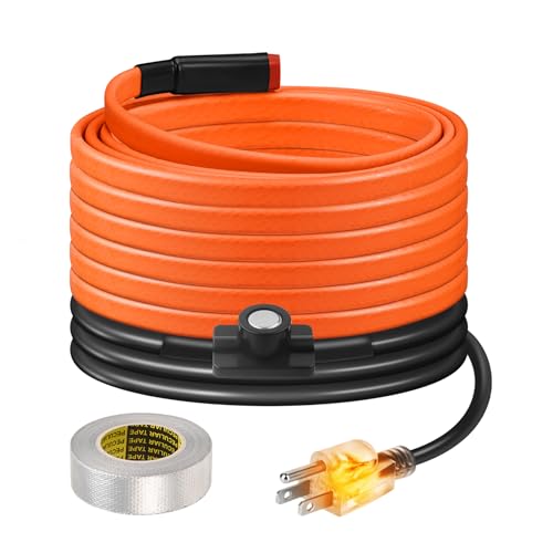 15FT Heat Tape for Water Pipes Freeze Protection IP65 Waterproof 8W/FT 110V BDDFOTO Water Pipe Heat Cable With Thermostat Self-Regulating Pipe Heater for House Garden/RV Camper - style: 15 FT
