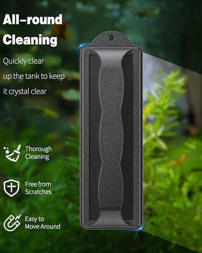Pawfly Aquarium Magnetic Brush Fish Tank Glass Cleaner 4 Inch, Mini Stain Scrubber Pads for 3/5 Inch Thick Fish Tank up to 40 Gallons Aquarium Cleaning Tool with Rope (Non-Floatable)