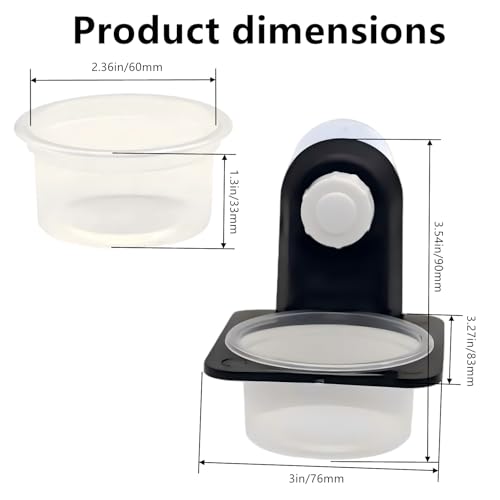 Double Crested Gecko Feeding Ledge with 10 Pcs 0.5oz Bowls & Detachable Suction Cup – Reptile Food & Water Dish Feeder for Lizards, Geckos, Chameleons, Turtles in Terrariums & Breeding Tanks