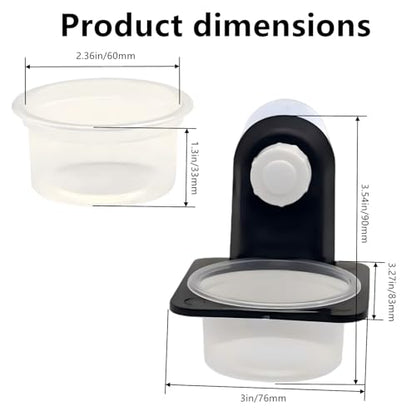 Double Crested Gecko Feeding Ledge with 10 Pcs 0.5oz Bowls & Detachable Suction Cup – Reptile Food & Water Dish Feeder for Lizards, Geckos, Chameleons, Turtles in Terrariums & Breeding Tanks