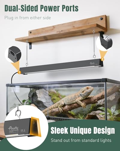 Pawfly T5 Reptile Light Combo Kit with 2 UVB Tubes, 10.0 UVB Light Fixture with Terrarium Hood and 24W Light Tubes for Bearded Dragon, Desert & Tropical Terrariums