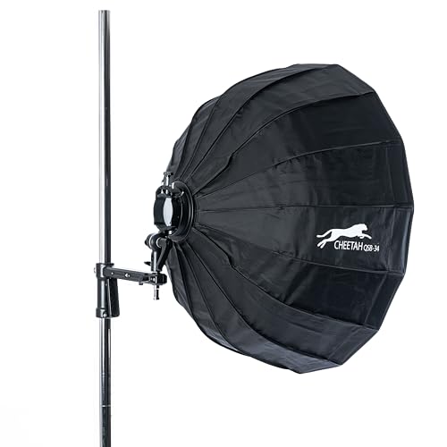 Cheetah Stand Pistol Grip Light Stand with Castors with Sliding Arm & Chrome Plated. Max Weight of 15lbs & 6.5 Max Height.