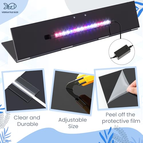 Sieral Aquarium Lids Polycarbonate Canopy with LED Light 29 x 11.38 x 0.12 Inch for 20/29/37 Gallon Without Center Brace Aquariums Cover Fish Tank Lid with a Hook Knife, Black - color: Black, size: 30x12in