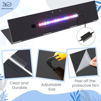 Sieral Aquarium Lids Polycarbonate Canopy with LED Light 29 x 11.38 x 0.12 Inch for 20/29/37 Gallon Without Center Brace Aquariums Cover Fish Tank Lid with a Hook Knife, Black - color: Black, size: 30x12in