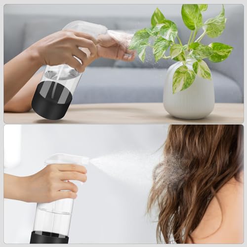 Worldgsb 2 Pack Glass Spray Bottles with Silicone Sleeve, 16 oz Empty Refillable Containers with Adjustable Spray Nozzles, Spray Bottles for Hair, Cleaning Solutions and Plants Black - color: Black
