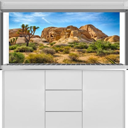 72x16 inches Joshua Tree National Park Backdrop Desert Terrarium Background | Arid Barren Cactus Sandstone Rock Climate Mountain and Desert Scenery Backdrop, Polyester - size: 72x16 Inches