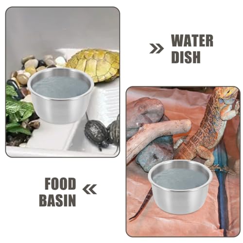 GANAZONO 6-Pack Stainless Steel Reptile Water Dish 2.16In Metal Feeding Cups for Lizards Turtles Geckos Reptile Tank Accessories Water and Food Bowl for Terrarium