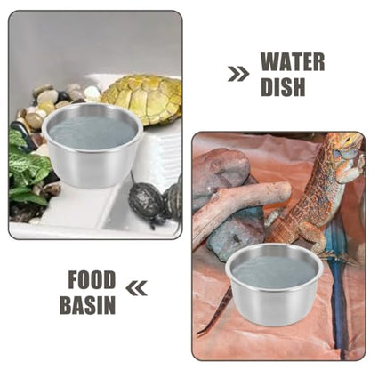 GANAZONO 6-Pack Stainless Steel Reptile Water Dish 2.16In Metal Feeding Cups for Lizards Turtles Geckos Reptile Tank Accessories Water and Food Bowl for Terrarium