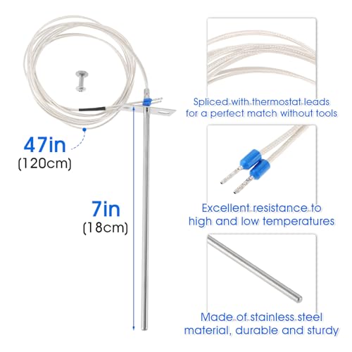 Digital Thermostat Kit for Traeger Grills with 7" RTD Temperature Sensor | Replacement for Traeger BAC236 BAC283 BAC389 BAC334 BAC388 with 7" RTD Temperature Sensor