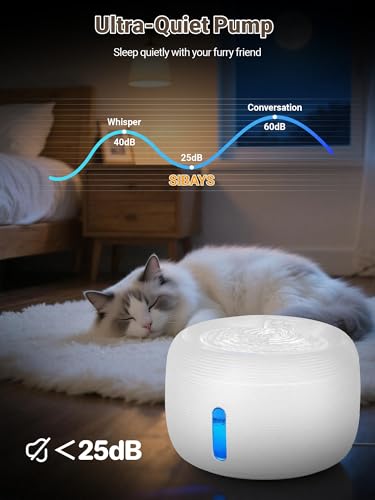 SIBAYS 3.5L Cat Water Fountain, 118oz Large Capacity Pet Water Fountain for Cats Indoor, Automatic Quiet Cat Fountains for Drinking, Dog Water Bowl Dispenser with Visible Window& LED Light(FS77,White) - color: White