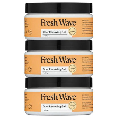 Fresh Wave Orange Odor Eliminator Gel 3-Pk 7 oz - Air Freshener for Home | Plant-based essential oils. Lasts 15-30 days per jar. No plug-in needed. Pet-safe, closet and bathroom deoderizer. - size: 7 Fl Oz (Pack of 3)