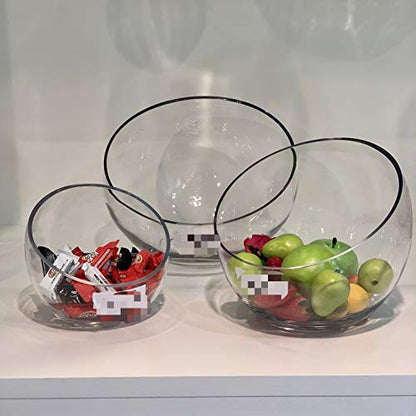 WGV Slant Cut Bowl Glass Vase, Width 9", Height 8.25", Clear Terrarium, Candy Dish, Fruit Jar, Floral Container for Wedding Party Event, Home Office Decor, 1 Piece - size: Slant Bowl 8"H