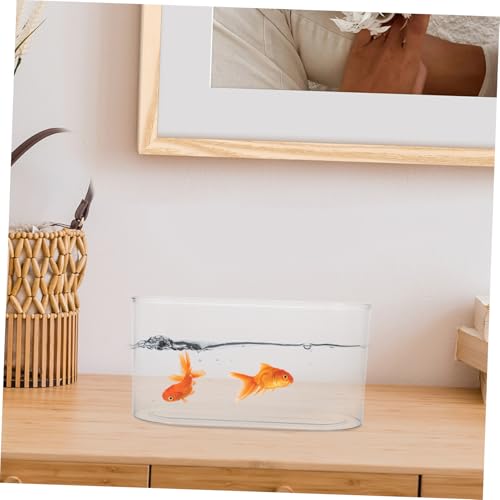 Happyyami Transparent Aquarium Shatterproof Fish Bowl for Turtle Reptile Shrimp Crab Stylish Long Vase Plant Holder for Low-Maintenance Pet Habitat Easy Cleaning