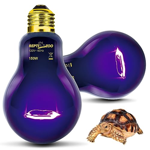 REPTI ZOO 2PCS Reptile Heat Lamp, 150W Night Heat Bulb Moonlight Bulb Purple Infrared Heating Lamp Simulate Natural Moonlight Night Heat Bulb for Reptile Amphibian - style: 150W Night Heat Lamp