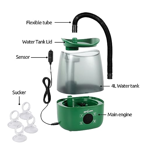 REPTIZOO Reptile Humidifier Fogger, 4L Large Reptile Fogger with Humidity Control, Terrarium Humidifiers with Extended Tube Automatic Reptile Misting System for Reptiles Amphibians Herps Vivarium