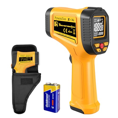 Infrared Thermometer Gun, -58℉ to 1472℉ (-50℃～800℃), High Precision Non-Contact Laser Temperature Gun with Backlit LCD, IR Thermometer for Cooking, Pizza Oven, Automotive, Industrial Use - color: Tangerine