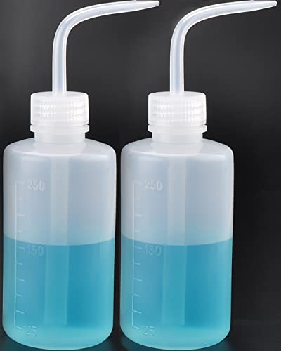 Valchoose Clear LDPE Squeeze Wash Bottles, Bent Nozzle,250ml 8.5oz， 2 Count | LDPE Construction Prevents Liquid Leakage, Safe Reusable Design, Suitable For Plant Watering And Lab Ware Cleansing - color: White, size: 2x250ml