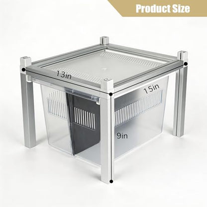 13x10x8 Stackable Reptile Rack Unit with Removable Divider, Ventilated Lid | 13x10x8 stackable reptile rack expansion, removable divider, ventilated plastic lid, modular gecko breeding habitat - size: 13x10x8-add