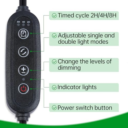 LUCKY HERP Reptile Heat Lamp, Dual Head UVA UVB Reptile Light with Cycle Timer, 360°Rotatable Dimmable Aquarium Turtle Tank Basking Light with 4 Bulbs (2PCS 25W and 2PCS 50W) - size: 25+50