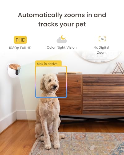 Furbo Mini Pet Camera [No Monthly Fee] | 130° Wide View, Barking/Meowing Alerts, 2-Way Audio, Night Vision, Mountable Design, Pet Monitoring, No AI Alerts or Rotation - style: Mini Camera