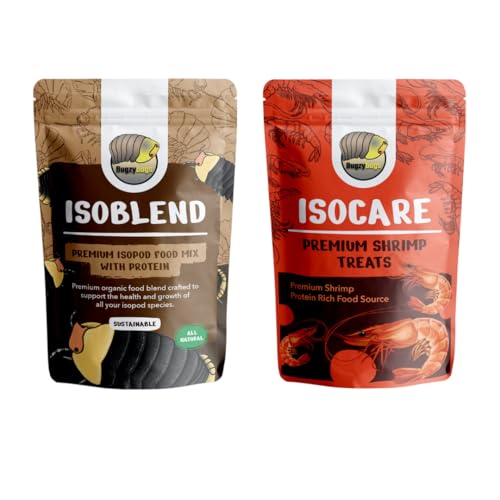 Isoblend Premium Isopod Food Bundle Protein Vegetable Dry Blend and Shrimp Treat Rich Food Source for Feeders Insects Reptiles Invertebrates
