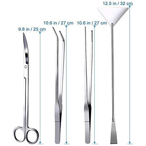 Aquarium Aquascaping Tool, Long Tweezers Scissors Spatula, 4 in 1 Stainless Steel Aquatic Plants Set for Fish Starter Kits, Aquariums Tank and Terrarium - color: Sliver