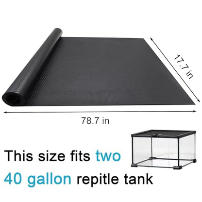 Reptile Carpet Bedding, 17.7 x 78.7 Inches Cuttable Reptile Terrarium Substrate Liner, Bearded Dragon Tank Accessories, Reptile Tank Mat for Leopard Gecko, Lizard, Snake and Tortoise, Black