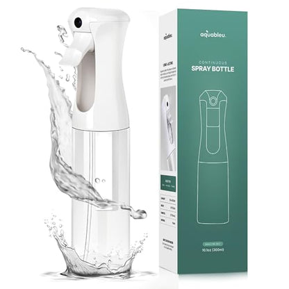 Spray Bottle for Hair – Continuous Mist Spray Bottle for Hair Care, Styling, Cleaning, Plants, Pets & Essential Oils (White, 10oz)