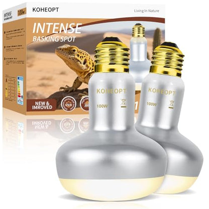 Reptile Heat Lamp 100W,(2 Pack) Heat Emitter UVA Heat Lamp Bulb,Intense Basking Spot Simulated Natural Sunlight Heating Lamp Bulb, Fit E26 Pet Lighting fixtures,for Bearded Dragon, Lizard
