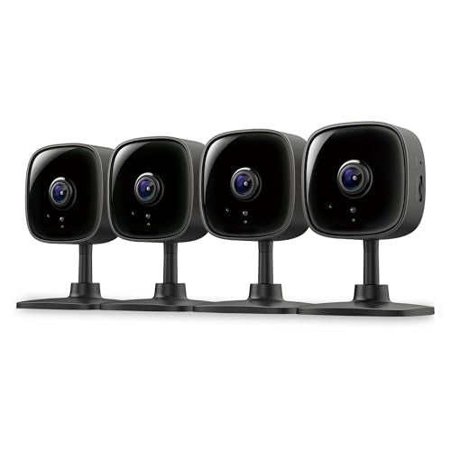 Tapo 1080P Indoor Security Camera, Baby Monitor, Dog Camera, C101(4-Pack) | Motion Detection, 2-Way Audio, Siren, Night Vision, Cloud & SD Card Storage, Works w/Alexa & Google Home, Wired, Black - color: Black, size: 4-Pack, style: Indoor