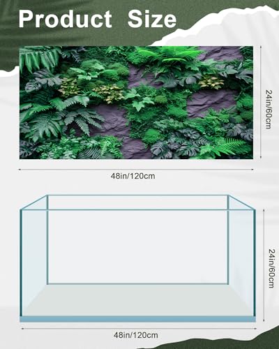 4 Pcs 48 x 24 Inch Reptile Habitat Background with Nano Glue Gobi Sun Black Stone and Tree Fern Stream Terrarium Background Polyester Durable Aquarium Accessories - color: Style3, size: 48 x 24 Inch