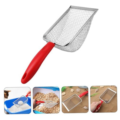 Mipcase Cat Litter Scoop Durable Stainless Steel Poop Scooper for Cat Litter Boxes Mesh Design for Precision Cleaning Corner Reach for and Reptile Habitats