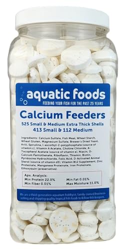Calcium Feeders Extra Thick Small & Medium Shells... 525ct Large Jar | Extra Thick Shells, For Shrimp, Snails, Crabs, Crayfish, Hermit Crabs, For Tropical Fish - size: 525 Count (Pack of 1)