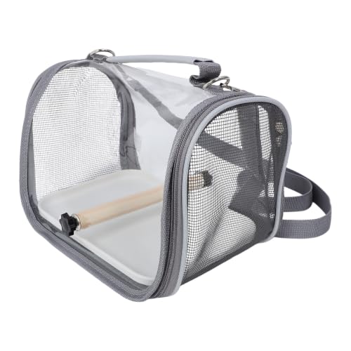 Lightweight Portable Bird Carrier Cage with Wood Perch and Plastic Bag for Parrot and Lizards, Easy Cleaning and Robust Structure Travel Carrier for Outdoor Adventures and Takeout