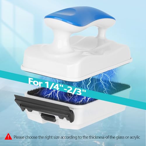 AQQA Aquarium Magnet Glass Cleaner,Dolphin Series-Fish Tank Algae Scraper Brush Cleaner for Glass or Acrylic,2 Detachable Blades Floating Cleaning Tool for 1/4"-2/3" Thickness - size: L 1/4"-2/3" Thickness